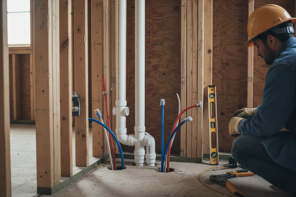 Drain and supply rough-in during Sump Pump Repair in Clearwater